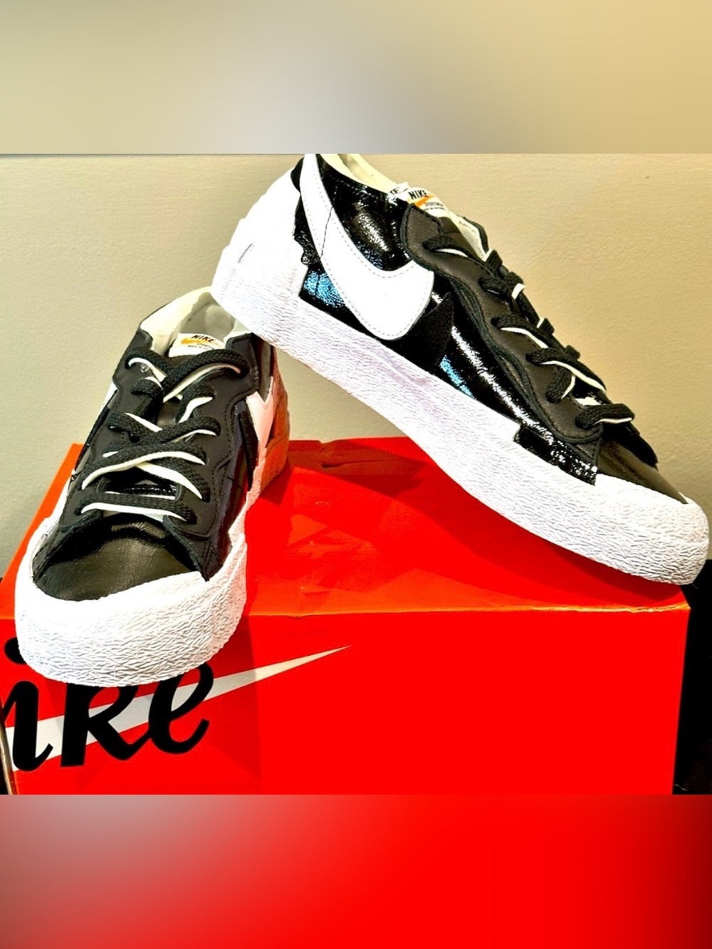 NEW Nike Blazer Low Sacai Black Casual Sneaker - Mens US 10.5 | Womens US 12